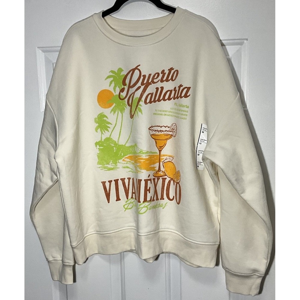 Puerto Vallarta Viva Mexico Bay of Banderas Margarita Sweatshirt Men's Medium